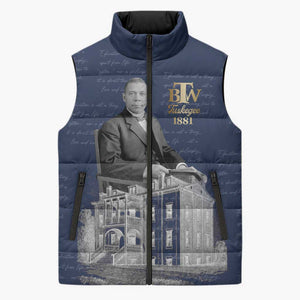 Booker T. Washington Sleeveless Puffer Jacket Tuskegee Institute Design Educational Legacy 1881 Historic Tribute - African Pride
