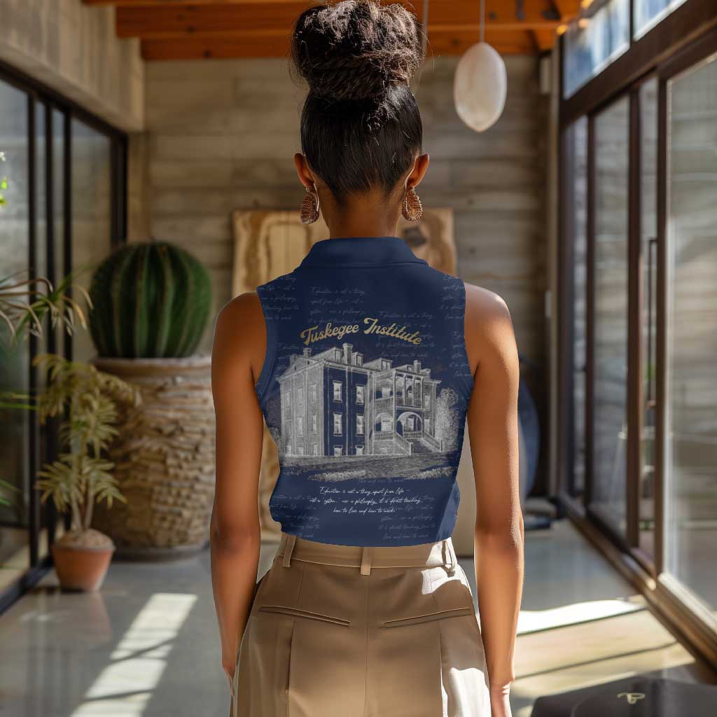 Booker T. Washington Women Sleeveless Polo Shirt Tuskegee Institute Design Educational Legacy 1881 Historic Tribute - African Pride
