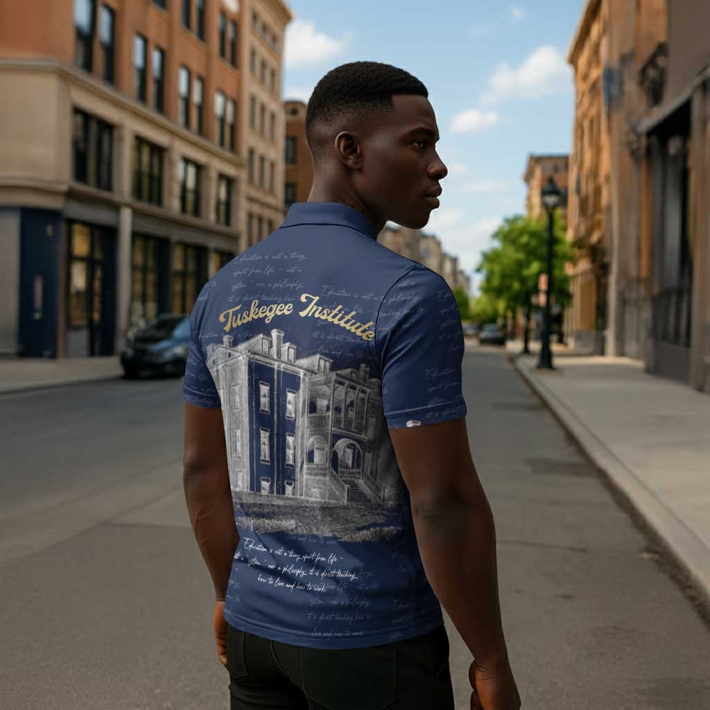 Booker T. Washington Zipper Polo Shirt Tuskegee Institute Design Educational Legacy 1881 Historic Tribute - African Pride