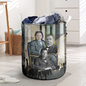 Booker T. Washington Laundry Basket Historic Portrait Collage Civil Rights Legacy Educational Pioneer Design - African Pride