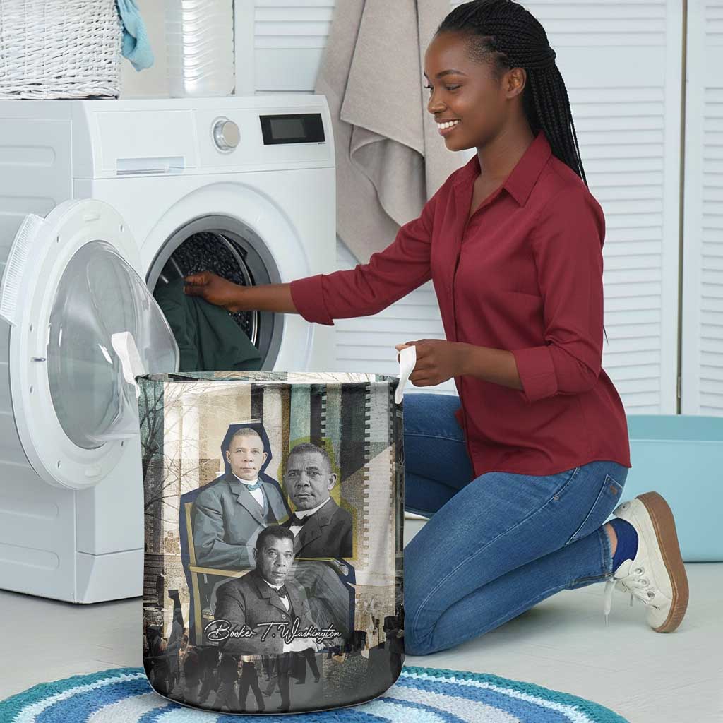 Booker T. Washington Laundry Basket Historic Portrait Collage Civil Rights Legacy Educational Pioneer Design - African Pride