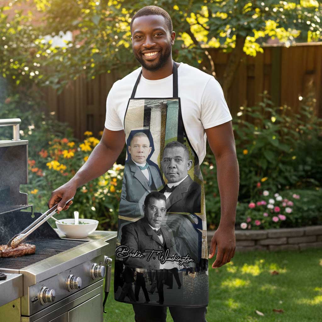 Booker T. Washington Apron Historic Portrait Collage Civil Rights Legacy Educational Pioneer Design - African Pride