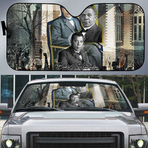 Booker T. Washington Auto Sun Shade Historic Portrait Collage Civil Rights Legacy Educational Pioneer Design - African Pride