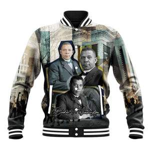 Booker T. Washington Baseball Jacket Historic Portrait Collage Civil Rights Legacy Educational Pioneer Design - African Pride