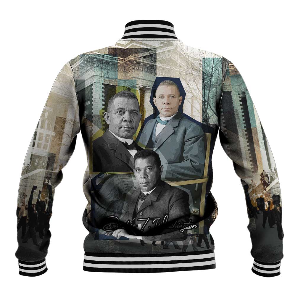 Booker T. Washington Baseball Jacket Historic Portrait Collage Civil Rights Legacy Educational Pioneer Design - African Pride