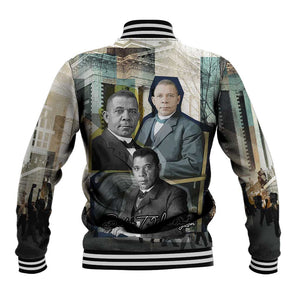 Booker T. Washington Baseball Jacket Historic Portrait Collage Civil Rights Legacy Educational Pioneer Design - African Pride