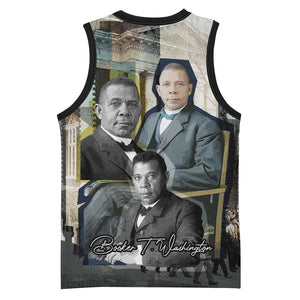 Booker T. Washington Basketball Jersey Historic Portrait Collage Civil Rights Legacy Educational Pioneer Design - African Pride