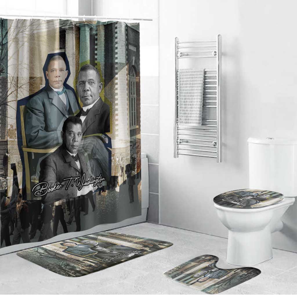 Booker T. Washington Bathroom Set Historic Portrait Collage Civil Rights Legacy Educational Pioneer Design - African Pride