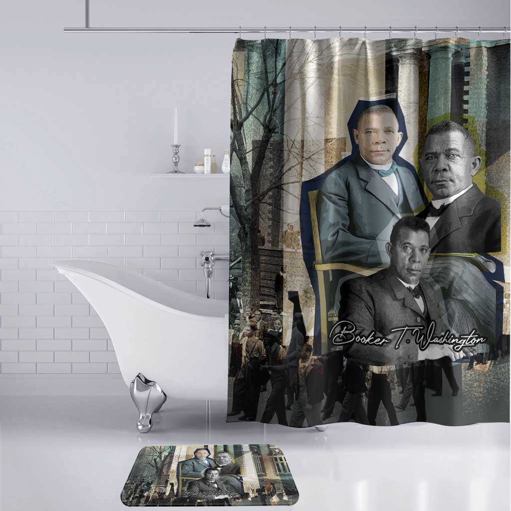 Booker T. Washington Bathroom Set Historic Portrait Collage Civil Rights Legacy Educational Pioneer Design - African Pride