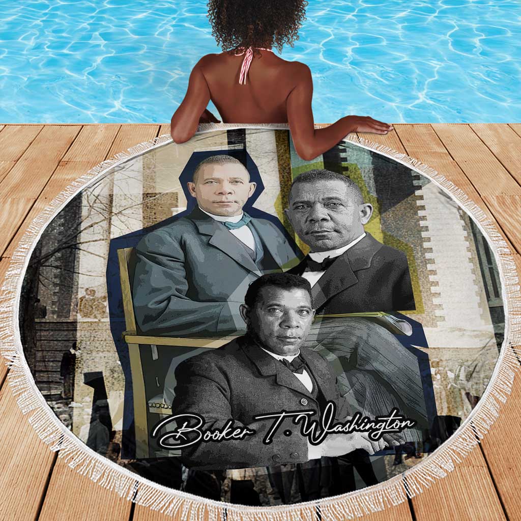 Booker T. Washington Beach Blanket Historic Portrait Collage Civil Rights Legacy Educational Pioneer Design - African Pride