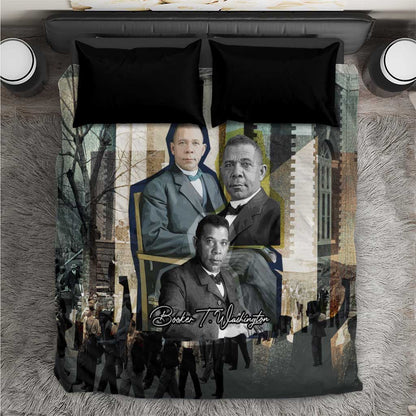 Booker T. Washington Bedding Set Historic Portrait Collage Civil Rights Legacy Educational Pioneer Design - African Pride