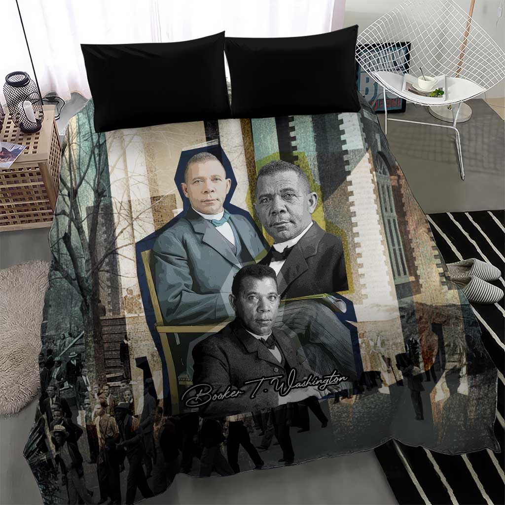 Booker T. Washington Bedding Set Historic Portrait Collage Civil Rights Legacy Educational Pioneer Design - African Pride