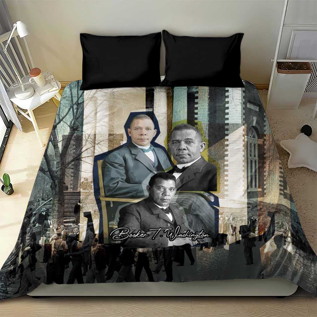 Booker T. Washington Bedding Set Historic Portrait Collage Civil Rights Legacy Educational Pioneer Design - African Pride