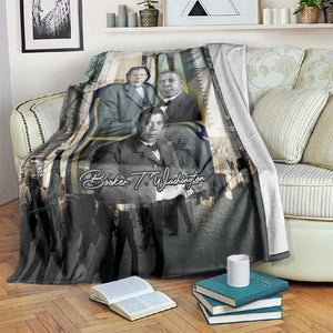 Booker T. Washington Blanket Historic Portrait Collage Civil Rights Legacy Educational Pioneer Design - African Pride