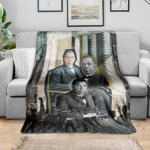 Booker T. Washington Blanket Historic Portrait Collage Civil Rights Legacy Educational Pioneer Design - African Pride