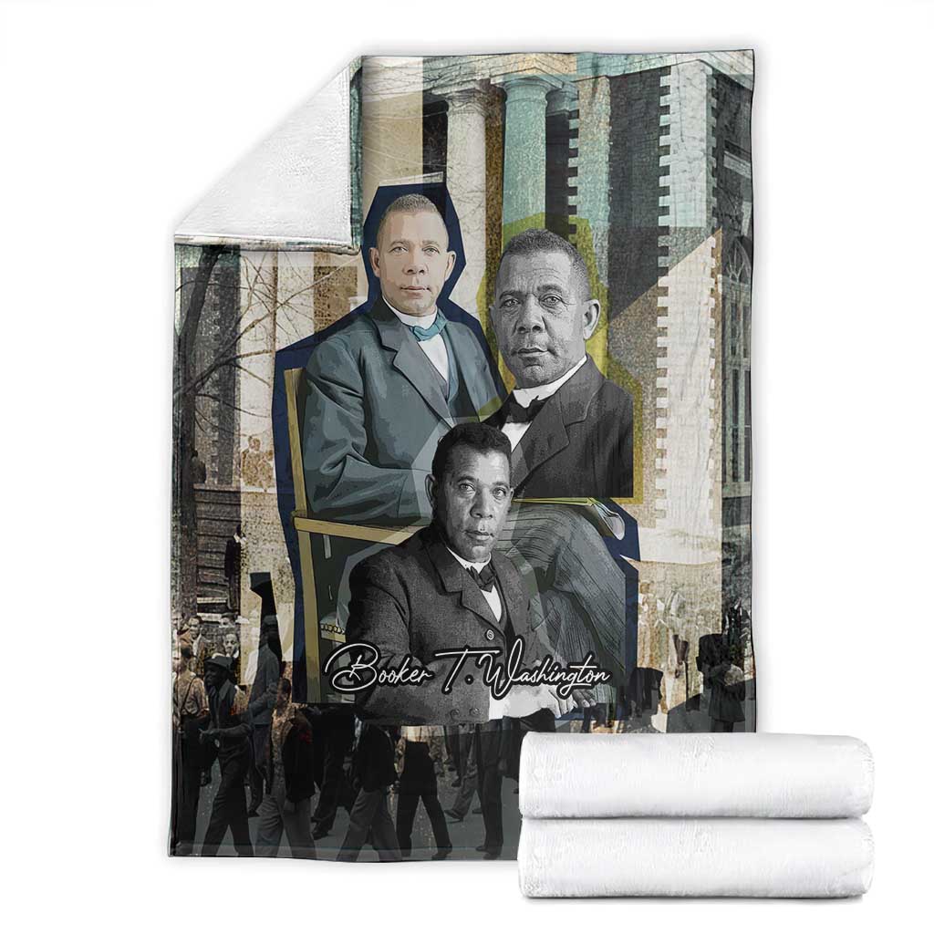 Booker T. Washington Blanket Historic Portrait Collage Civil Rights Legacy Educational Pioneer Design - African Pride