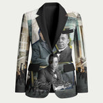 Booker T. Washington Blazer Historic Portrait Collage Civil Rights Legacy Educational Pioneer Design - African Pride