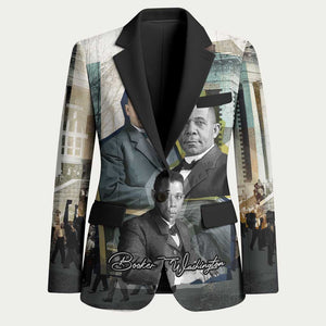 Booker T. Washington Blazer Historic Portrait Collage Civil Rights Legacy Educational Pioneer Design - African Pride