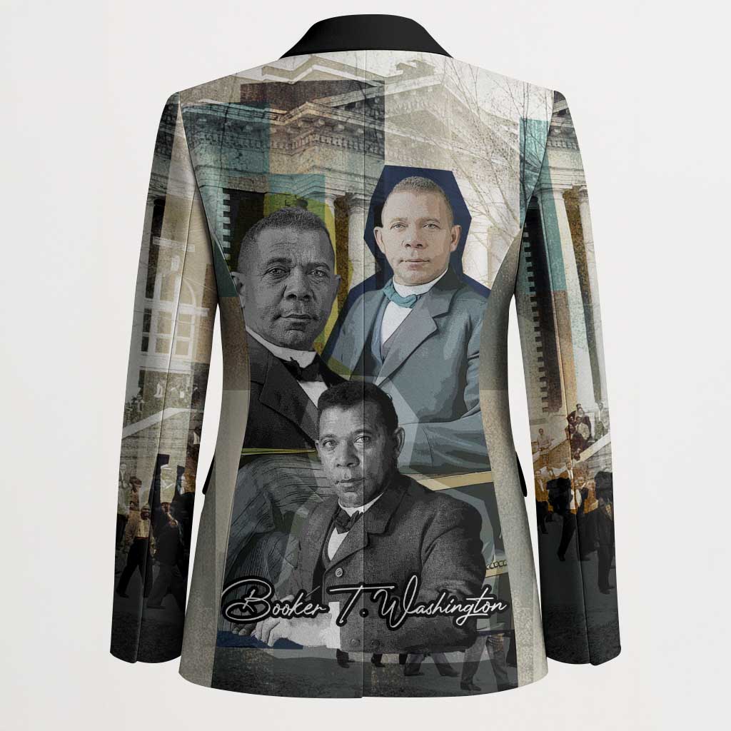 Booker T. Washington Blazer Historic Portrait Collage Civil Rights Legacy Educational Pioneer Design - African Pride