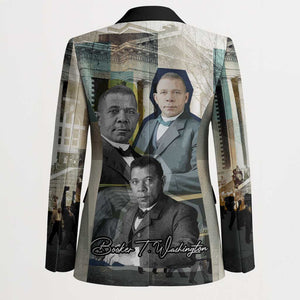 Booker T. Washington Blazer Historic Portrait Collage Civil Rights Legacy Educational Pioneer Design - African Pride