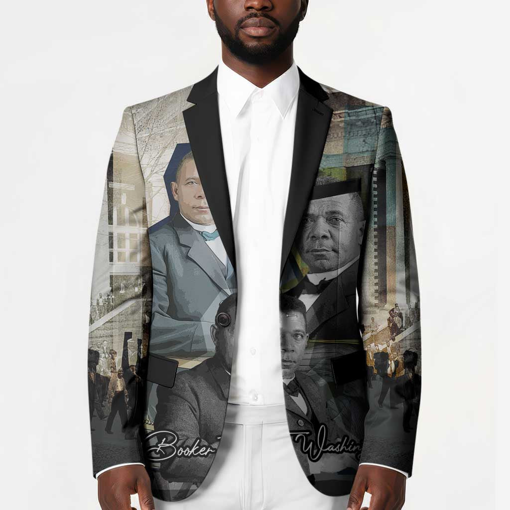 Booker T. Washington Blazer Historic Portrait Collage Civil Rights Legacy Educational Pioneer Design - African Pride