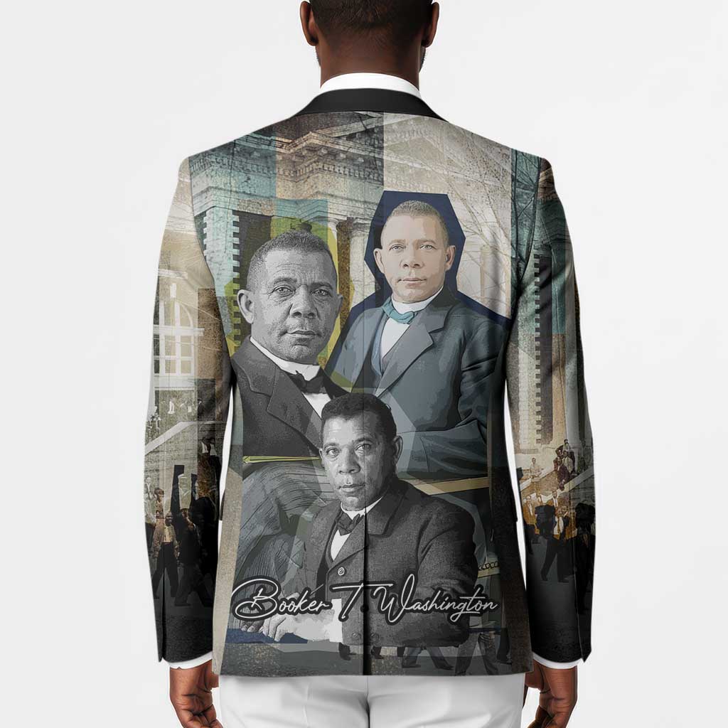 Booker T. Washington Blazer Historic Portrait Collage Civil Rights Legacy Educational Pioneer Design - African Pride