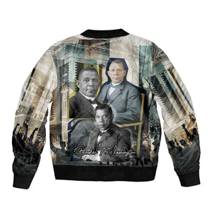 Booker T. Washington Bomber Jacket Historic Portrait Collage Civil Rights Legacy Educational Pioneer Design - African Pride