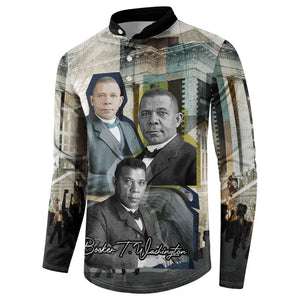 Booker T. Washington Button Sweatshirt Historic Portrait Collage Civil Rights Legacy Educational Pioneer Design