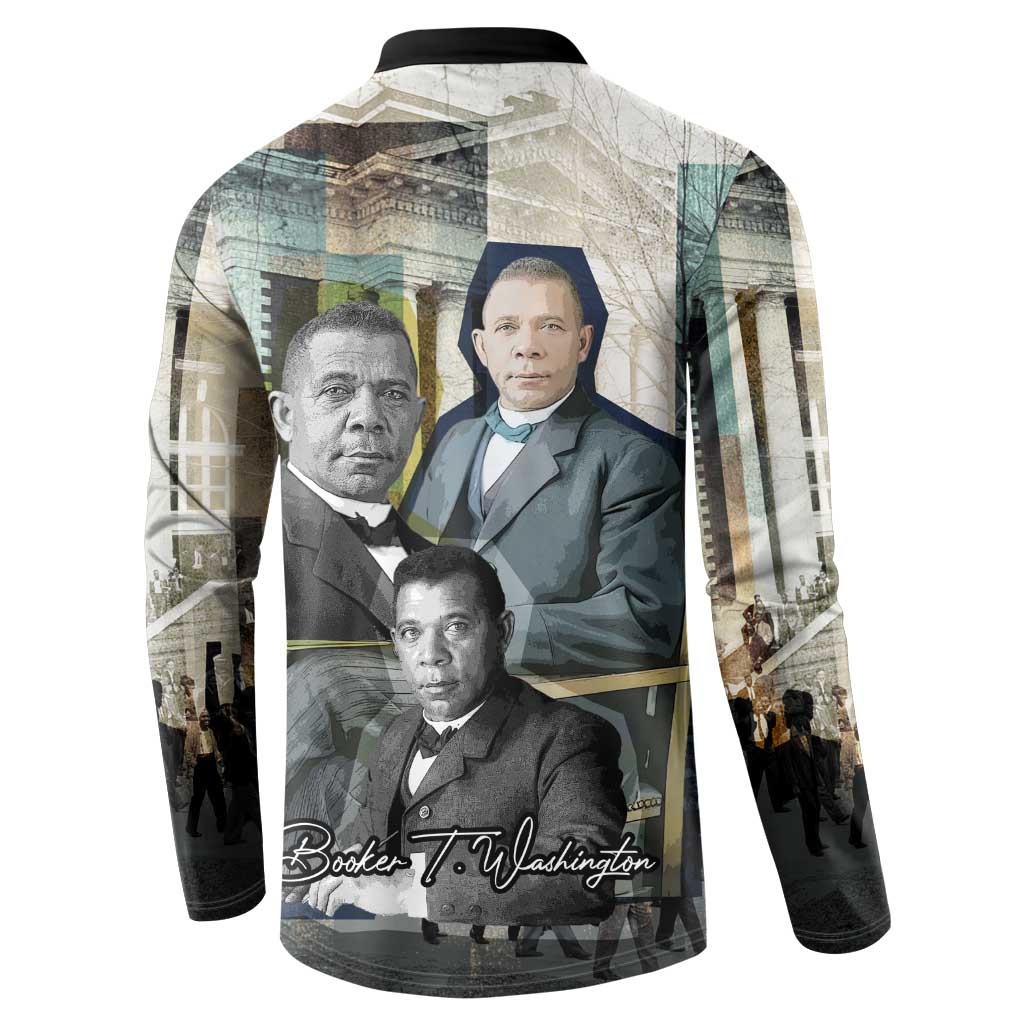 Booker T. Washington Button Sweatshirt Historic Portrait Collage Civil Rights Legacy Educational Pioneer Design
