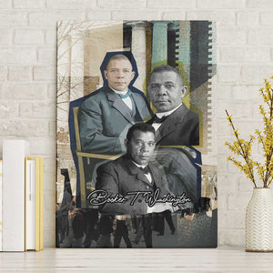 Booker T. Washington Canvas Wall Art Historic Portrait Collage Civil Rights Legacy Educational Pioneer Design - African Pride