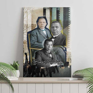 Booker T. Washington Canvas Wall Art Historic Portrait Collage Civil Rights Legacy Educational Pioneer Design - African Pride