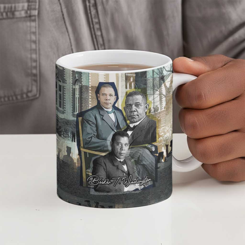 Booker T. Washington Ceramic Mug Historic Portrait Collage Civil Rights Legacy Educational Pioneer Design - African Pride
