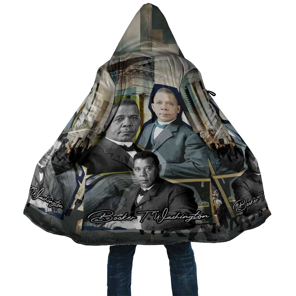 Booker T. Washington Cloak Historic Portrait Collage Civil Rights Legacy Educational Pioneer Design - African Pride