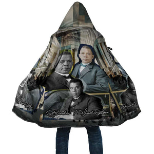Booker T. Washington Cloak Historic Portrait Collage Civil Rights Legacy Educational Pioneer Design - African Pride