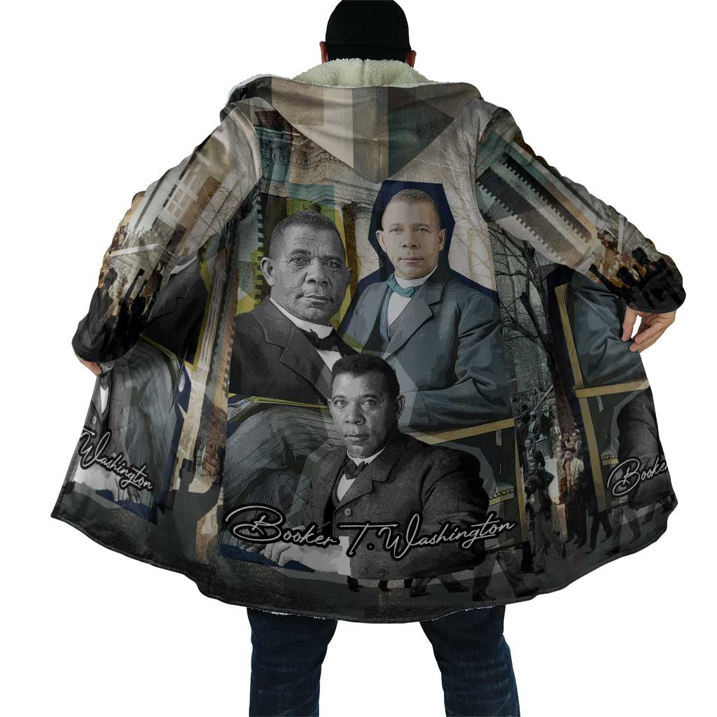 Booker T. Washington Cloak Historic Portrait Collage Civil Rights Legacy Educational Pioneer Design - African Pride