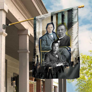 Booker T. Washington Garden Flag Historic Portrait Collage Civil Rights Legacy Educational Pioneer Design - African Pride