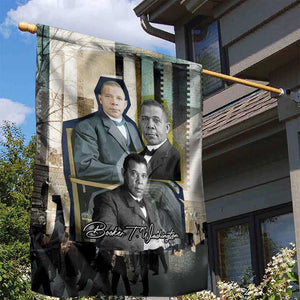 Booker T. Washington Garden Flag Historic Portrait Collage Civil Rights Legacy Educational Pioneer Design - African Pride