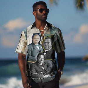 Booker T. Washington Hawaiian Shirt Historic Portrait Collage Civil Rights Legacy Educational Pioneer Design TS04