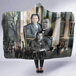 Booker T. Washington Hooded Blanket Historic Portrait Collage Civil Rights Legacy Educational Pioneer Design - African Pride