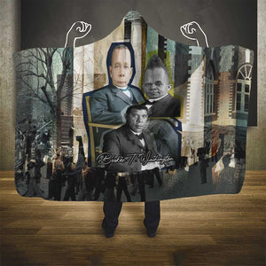 Booker T. Washington Hooded Blanket Historic Portrait Collage Civil Rights Legacy Educational Pioneer Design - African Pride
