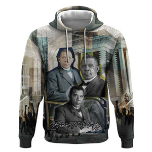 Booker T. Washington Hoodie Historic Portrait Collage Civil Rights Legacy Educational Pioneer Design - African Pride
