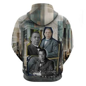 Booker T. Washington Hoodie Historic Portrait Collage Civil Rights Legacy Educational Pioneer Design - African Pride