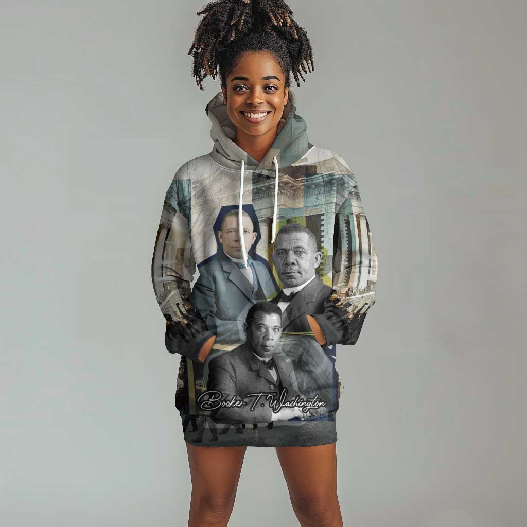 Booker T. Washington Hoodie Dress Historic Portrait Collage Civil Rights Legacy Educational Pioneer Design - African Pride