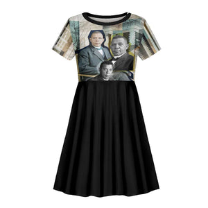 Booker T. Washington Kid Short Sleeve Dress Historic Portrait Collage Civil Rights Legacy Educational Pioneer Design TS04