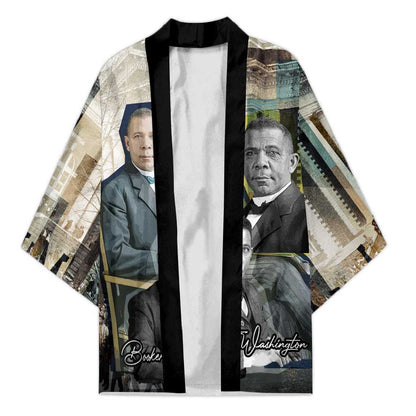 Booker T. Washington Kimono Historic Portrait Collage Civil Rights Legacy Educational Pioneer Design - African Pride