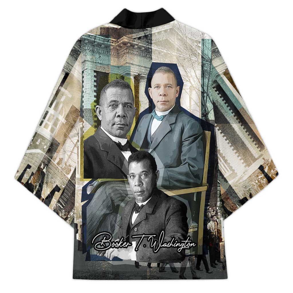 Booker T. Washington Kimono Historic Portrait Collage Civil Rights Legacy Educational Pioneer Design - African Pride