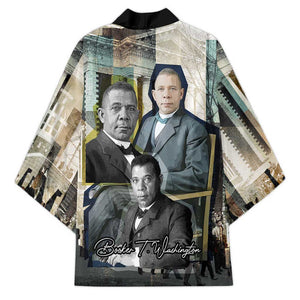 Booker T. Washington Kimono Historic Portrait Collage Civil Rights Legacy Educational Pioneer Design - African Pride