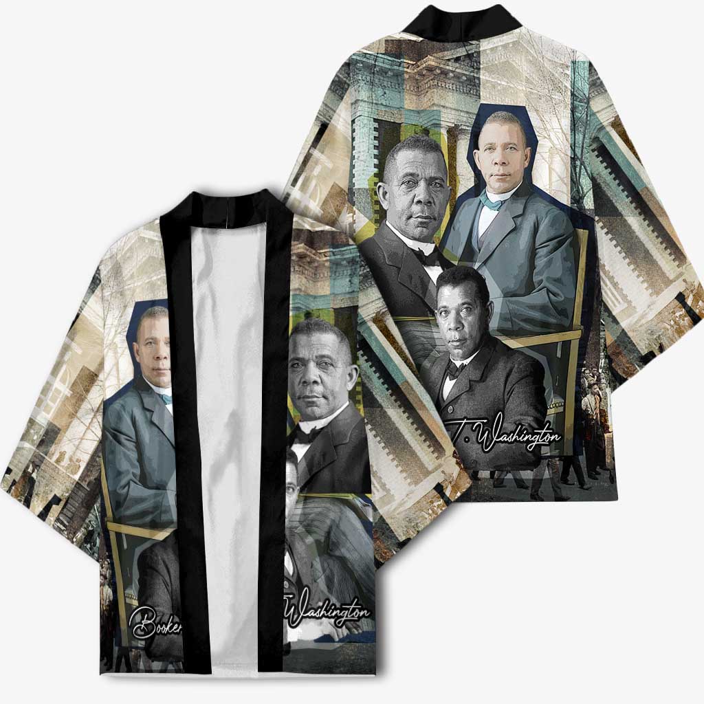 Booker T. Washington Kimono Historic Portrait Collage Civil Rights Legacy Educational Pioneer Design - African Pride