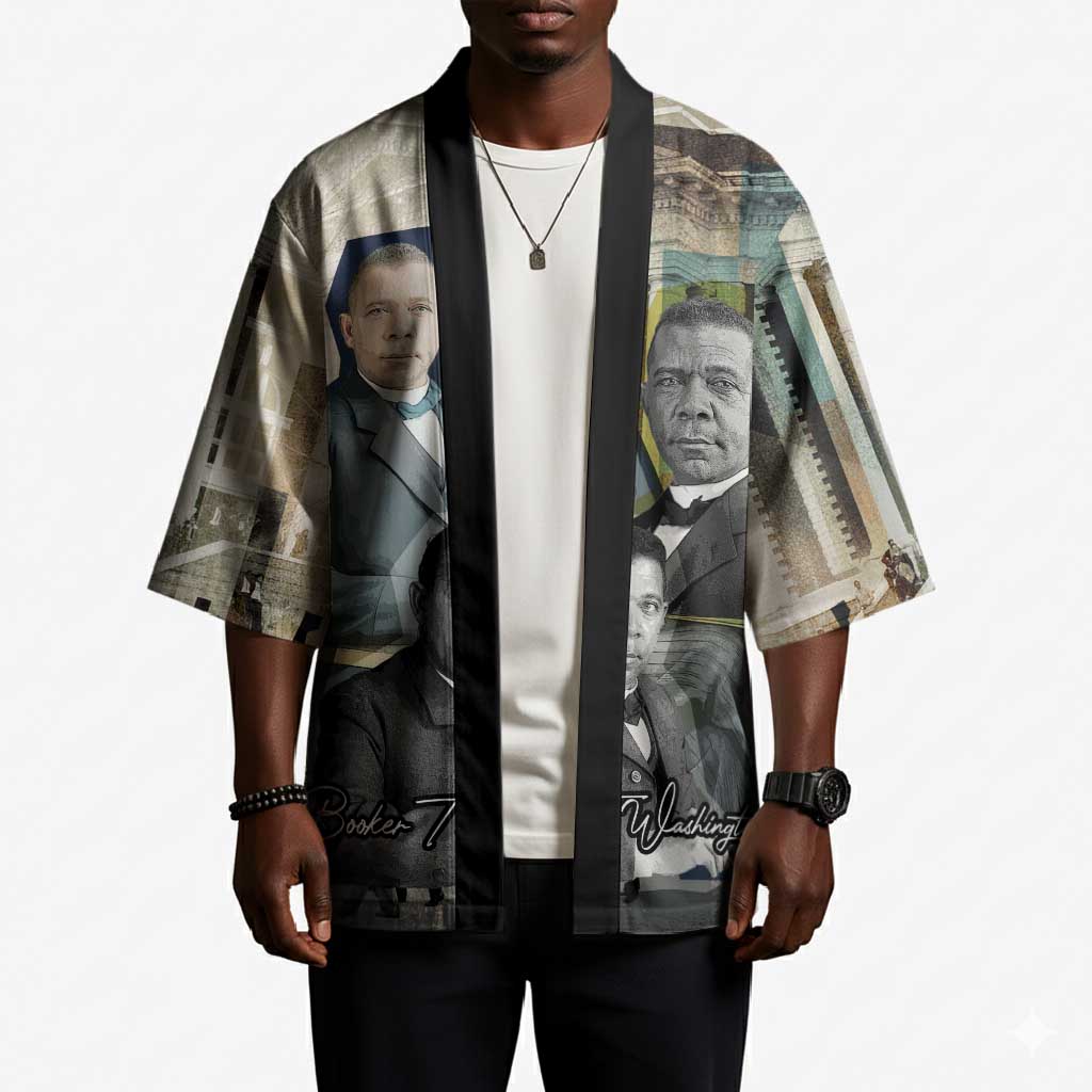 Booker T. Washington Kimono Historic Portrait Collage Civil Rights Legacy Educational Pioneer Design - African Pride