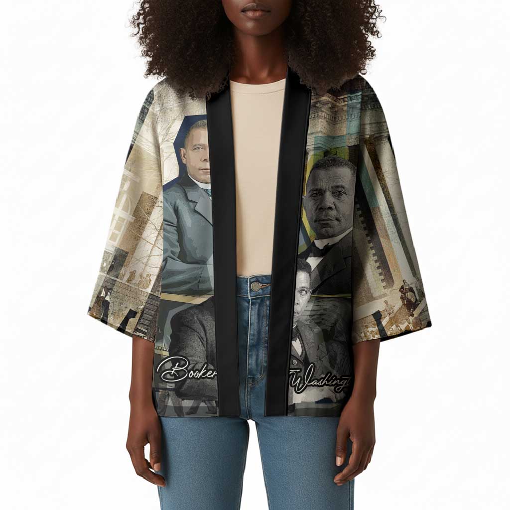 Booker T. Washington Kimono Historic Portrait Collage Civil Rights Legacy Educational Pioneer Design - African Pride